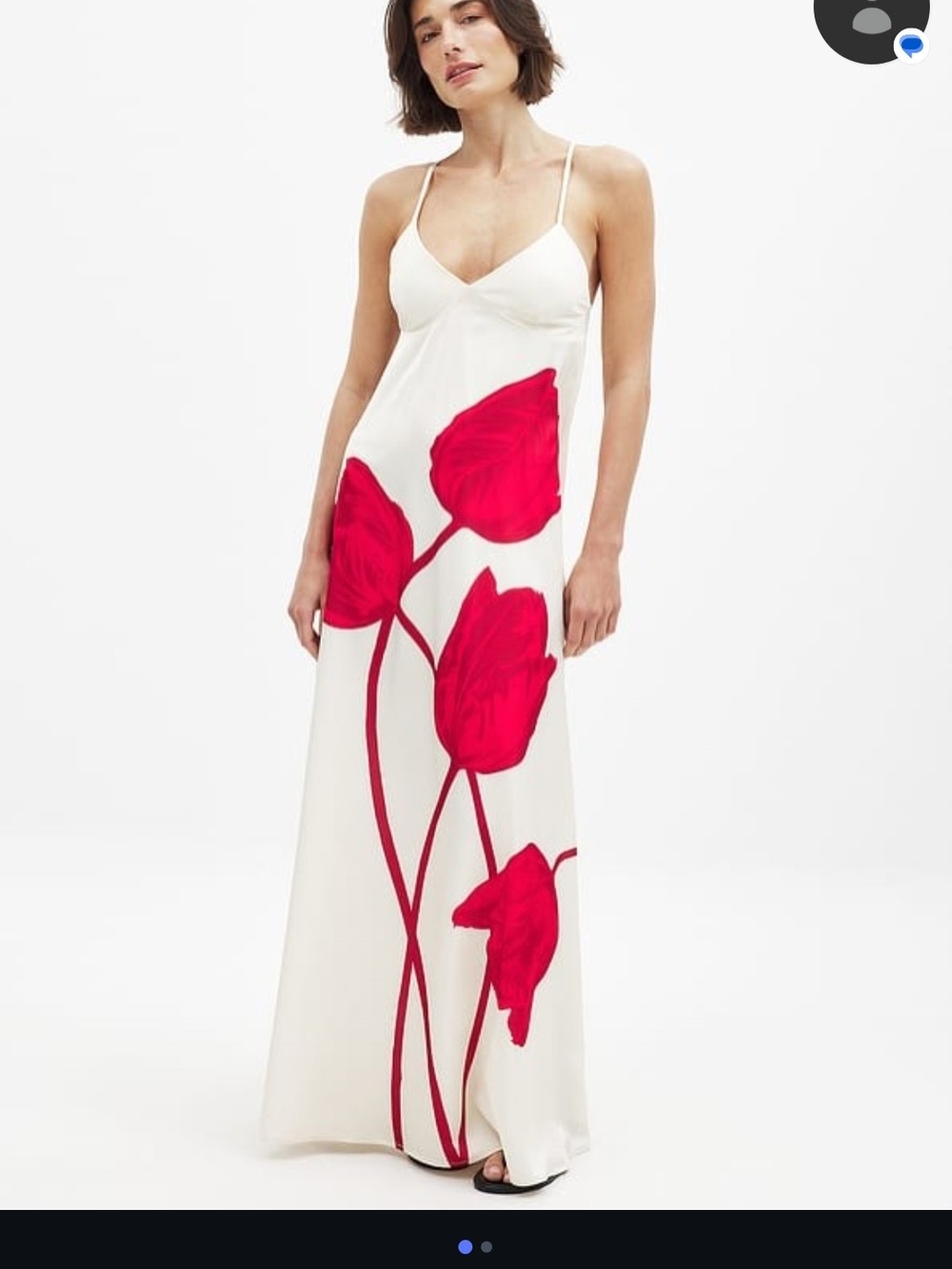 NA-KD White Maxi Dress with Red Floral Print,  P2P 16"